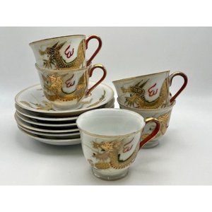 Vintage Gold Dragon Japanese Dragonware Teacups